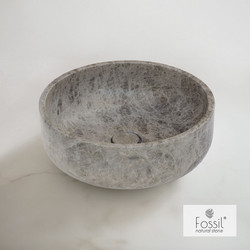 Fossil Thalo Επικαθήμενος Νιπτήρας Μπάνιου Στρογγυλός Μαρμάρινος 39x14cm Γκρι 517-DR39-524