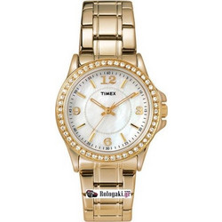 Timex Gold & Crystal Γυναικείο Ρολόι με Χρυσό Μεταλλικό Μπρασελέ T2M836