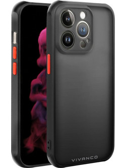 Vivanco Frosted Back Cover Semi Transparent / Black (iPhone 14 Pro)
