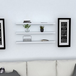Homemarkt ΣΕΤ 3 ΡΑΦΙΑ ΤΟΙΧΟΥ CASSIUS HM8966.11 ΜΕΛΑΜΙΝΗ ΣΕ ΛΕΥΚΟ 60x14,5 εκ