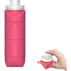 Αναδιπλούμενο Παγούρι Σιλικόνης 600ml για Camping Ροζ