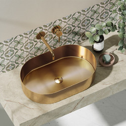 Karag JUPITER Rose Gold BB6808-BRG Επικαθήμενος Νιπτήρας Μπάνιου Οβάλ Inox 55x35x11cm