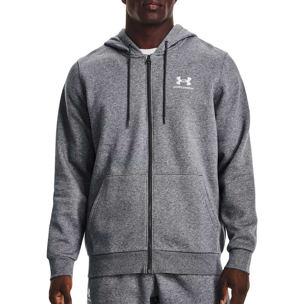 ? Under Armour Essential Ανδρική Ζακέτα Fleece με Κουκούλα και Φερμουάρ Ανθρακί 1373881-012 | BestPrice.gr