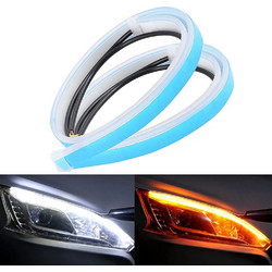Universal DRL LED Strip Λευκά Φώτα Ημέρας & Πορτοκαλί Δυναμικά/βηματικά Φλας για Φανάρια Αυτοκινήτων 30cm Foyu FO-8-03