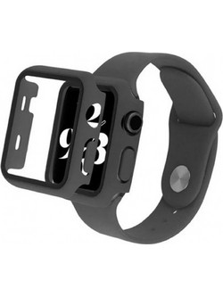 2 σε 1 Λουράκι Σιλικόνης και Θήκη για Apple Watch 45mm Μαύρο