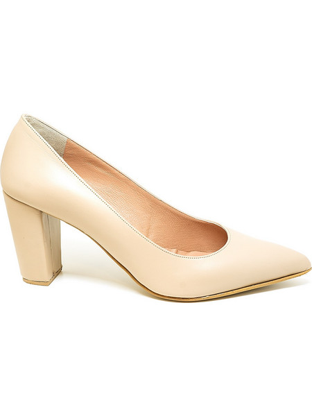 Bigshoes MX9121-13 Δερμάτινη Γόβα Μπεζ 8cm