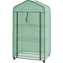 Outsunny Mini Garden Greenhouse με κάλυμμα PE, 3 ράφια και ρόδες, 69x49x130cm, πράσινο 84H-068V00GN