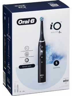 Oral-B iO Series 6 Black Lava Ηλεκτρική Οδοντόβουρτσα με Χρονομετρητή Αισθητήρα Πίεσης & Μαύρη Θήκη Ταξιδίου