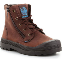 Palladium Pampa Hi Lea Gusset Παιδικά Αρβυλάκια Ταμπά Δερμάτινα με Φερμουάρ 52744-255