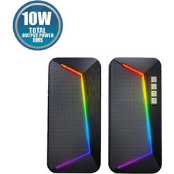 SonicGear iOX2 Ασύρματα Ηχεία Υπολογιστή 2.0 10W με Bluetooth & RGB Φωτισμό Black