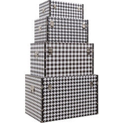 Liberta - Maison FERRE Σετ των 4 Μπαούλο Μαύρο/Λευκό 64x40x40cm 04-0591
