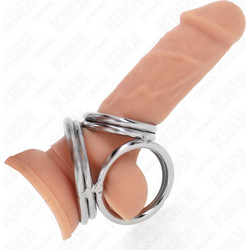 Kink Triple Chrome Metal Penis Ring 3.8cm D-241298 Δαχτυλίδι Πέους & Όρχεων Μεταλλικό 3.8cm Ασημί