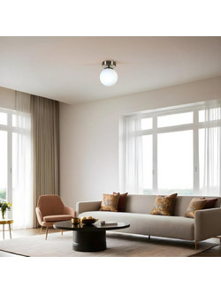 Chandelier Yeni Can Tekli Mat Krom Beyaz Camli Avize Matte Chrome White