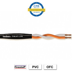 TASKER TSK107 PVC Καλώδιο Ηχείου Πιστοποιημένο Κατά CPR, 2x9 AWG / 2x6.00mm, Μαύρο (Κουλ. 100m)