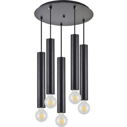 Home Lighting Κρεμαστό Φωτιστικό Οροφής Πολύφωτο GU10 Μαύρο SE21-BL-5-5BL 77-8673