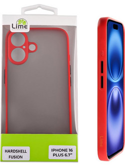 Lime Successories Lime Θηκη Iphone 16 Plus 6.7'' Hardshell Fusion Full Camera Protection Red With Black KEYS