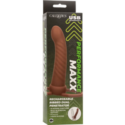 CalExotics Maxx Dual Penetrator Κάλυμμα Επιμήκυνσης Πέους Καφέ