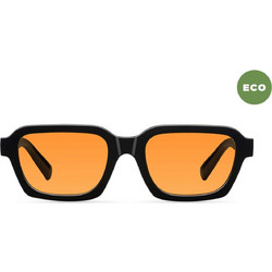 Meller Adisa Black Orange Ανδρικά Γυαλιά Ηλίου Τετράγωνα Κοκάλινα Μαύρα με Πορτοκαλί Φακό