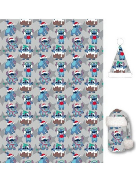 LILO & STITCH - Flanel Blanket 110x140cm + Hat - Christmas Stitch