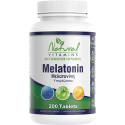 Natural Vitamins Melatonin 1mg 200 Ταμπλέτες