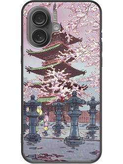 Θήκη Ukiyo-e - Cherry Blossom iPhone 16 Plus Black TPU (Μαύρη Σιλικόνη)
