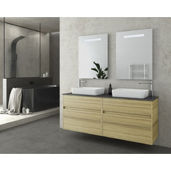 Drop Corian Instinct Top Σετ Έπιπλο Μπάνιου με 2 Νιπτήρες & 2 Καθρέπτες 150 Natural Oak