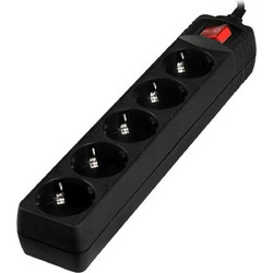 LAMTECH POWER STRIP WITH SWITCH 5 OUTLETS BLACK 1.5M