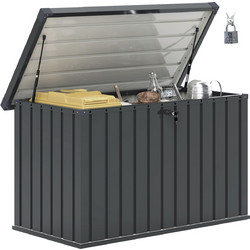 Outsunny Εξωτερικό μπαούλο 400L από γαλβανισμένο ατσάλι με κλειδαριά και 2 κλειδιά 124x66x72 cm, σκούρο γκρι 84G-479V00CG