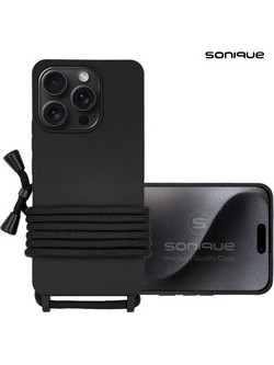 Θήκη Σιλικόνης με Κορδόνι CarryHang Sonique Apple iPhone 16 Pro Μαύρο