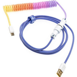 Ducky Premicord Coiled Cable Aferglow , Aviator Port 5-pin ,USB-C USB-A - 1.75m
