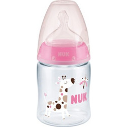 Nuk First Choice+ Πλαστικό Μπιμπερό με Θηλή Σιλικόνης κατά των Κολικών 0-6m Flowers Pink 150ml