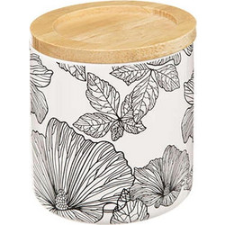 Δοχείο κεραμικό με ξύλινο καπάκι blackflora