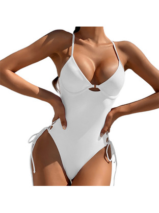 Ghetto High Cut Leg One Piece Thong Ολόσωμο Μαγιό Λευκό