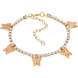 Ghetto Anklet Bracelet Sweet Butterfly Bling Gold