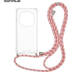 Sonique Armor Clear Θήκη Σιλικόνης με Κορδόνι (Honor Magic7 Pro 5G) Rainbow Ροζ