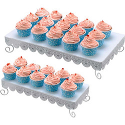 BAKAJI Σετ 2pz Βάση Σερβιρίσματος Γλυκών Cupcake Muffin Stand Βάση Δίσκος Μεταλλικός Λευκός 02832197
