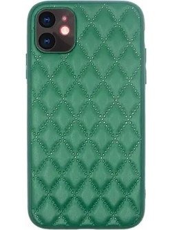 Vivid Diamond Shape PU Leather Θήκη iPhone 11 Green