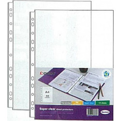 Ζελατίνες πολύτρυπες super clear πάχος 0,04mm. Α4 100τεμ