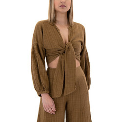 WIDE LONGSLEEVE WRAP CROP TOP WOMEN AUGUST
