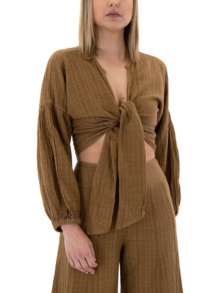 WIDE LONGSLEEVE WRAP CROP TOP WOMEN AUGUST
