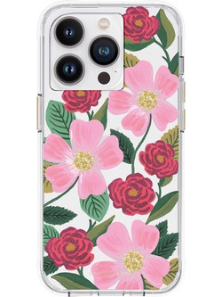 Rifle Paper Clear - Case Decorated In Gold For Iphone 14 Pro (Rose Galden) - (RP049818)