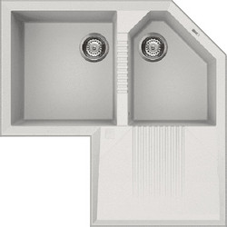 Elleci Tekno Corner Ένθετος Νεροχύτης Γωνιακός Γρανίτη Bianco Titano 100x50cm