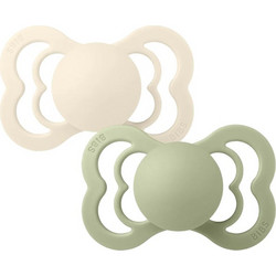 BiBS Supreme Ορθοδοντικές Πιπίλες Σιλικόνης 0m+ Ivory Sage 2τμχ