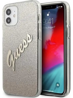 Guess Glitter Gradient Script Cover Gold (iPhone 12 mini)