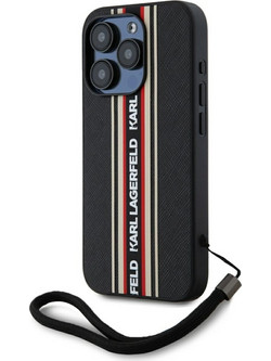 Karl Lagerfeld Saffiano Athleisure Stripes Cord Back Cover Red (iPhone 15 Pro Max)