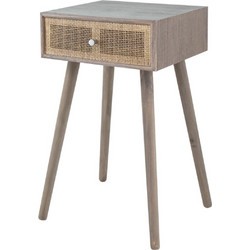 Artekko Cons Καφέ MDF Κονσόλα με Ψάθα (40x37x70)cm