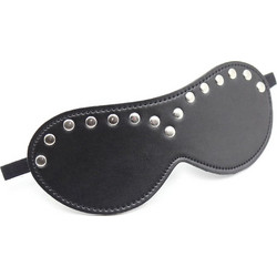 Leather Blindfold Silver Black