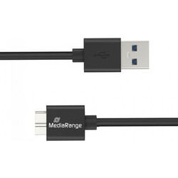 MediaRange USB-A to Micro-B USB 3.0 Charge and Sync Cable, USB 3.0, 5 Gbps, 5W max. 50cm, Black (MRCS239)