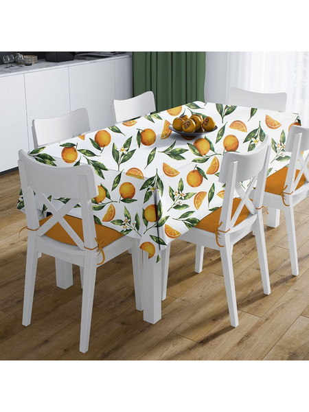 Καρέ Αλέκιαστο Oranges 474 White-Orange DimCol 90X90cm Βαμβάκι-Πολυέστερ