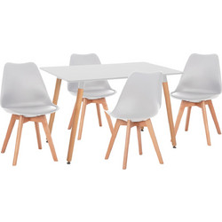 ΣΕΤ ΤΡΑΠΕΖΑΡΙΑΣ 5ΤΜΧ FB921184 MDF TOP ΣΕ ΛΕΥΚΟ-ΠΟΔΙΑ ΟΞΙΑΣ